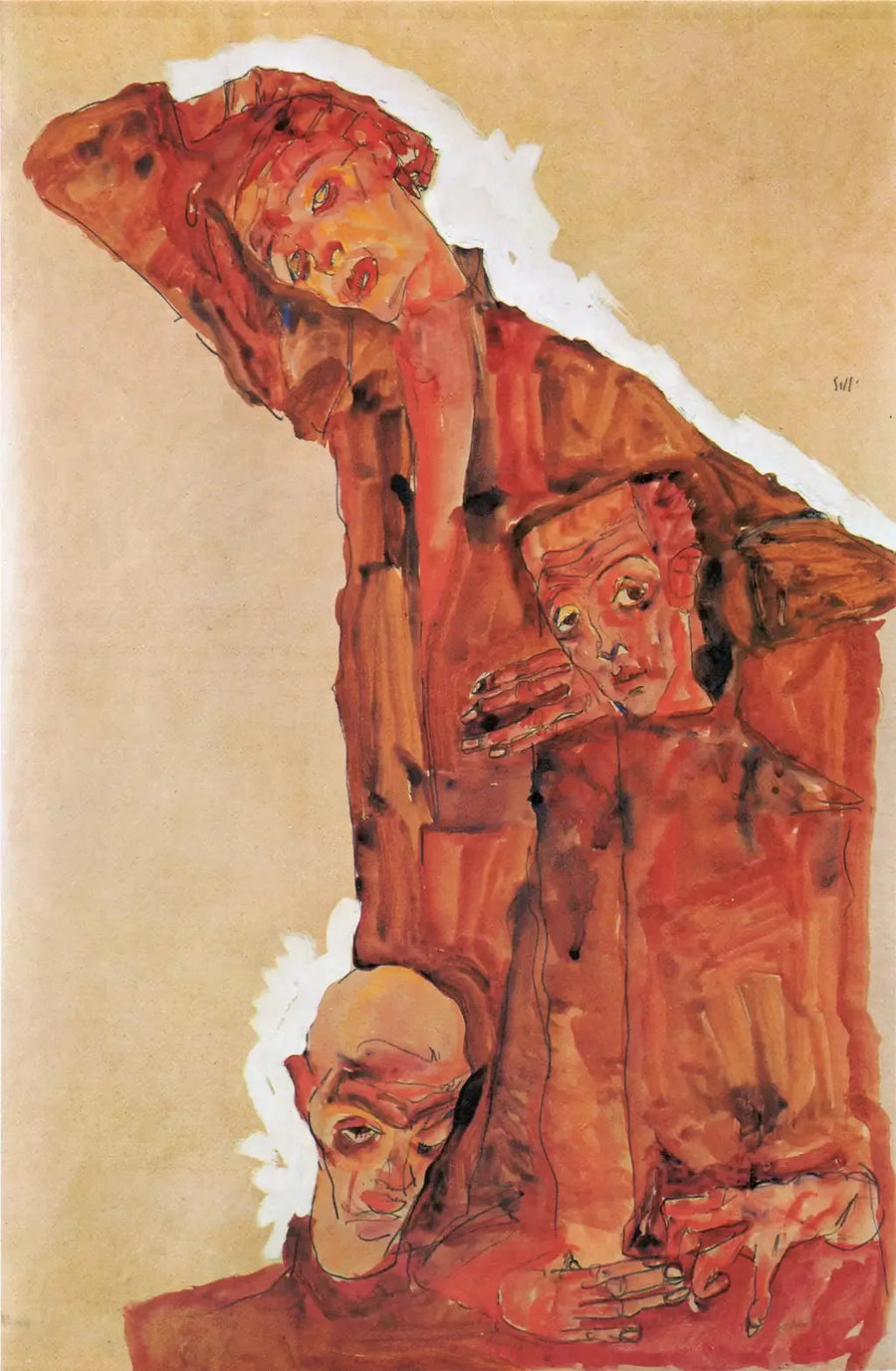 Composição a partir do Retrato de Três Homens (Autorretrato) - Egon Schiele