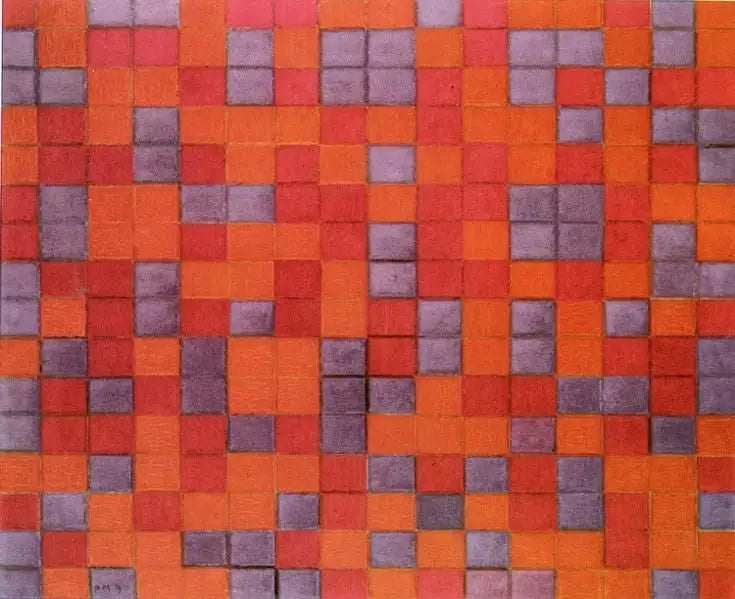 Composição de Tabuleiro, Cores Escuras - Piet Mondrian