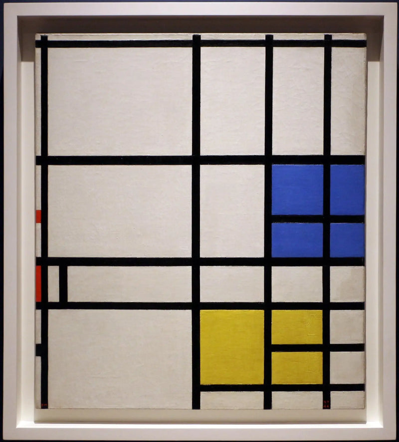 Composição n° 11, 1940-42--LONDRES, com azul, vermelho e amarelo - Piet Mondrian