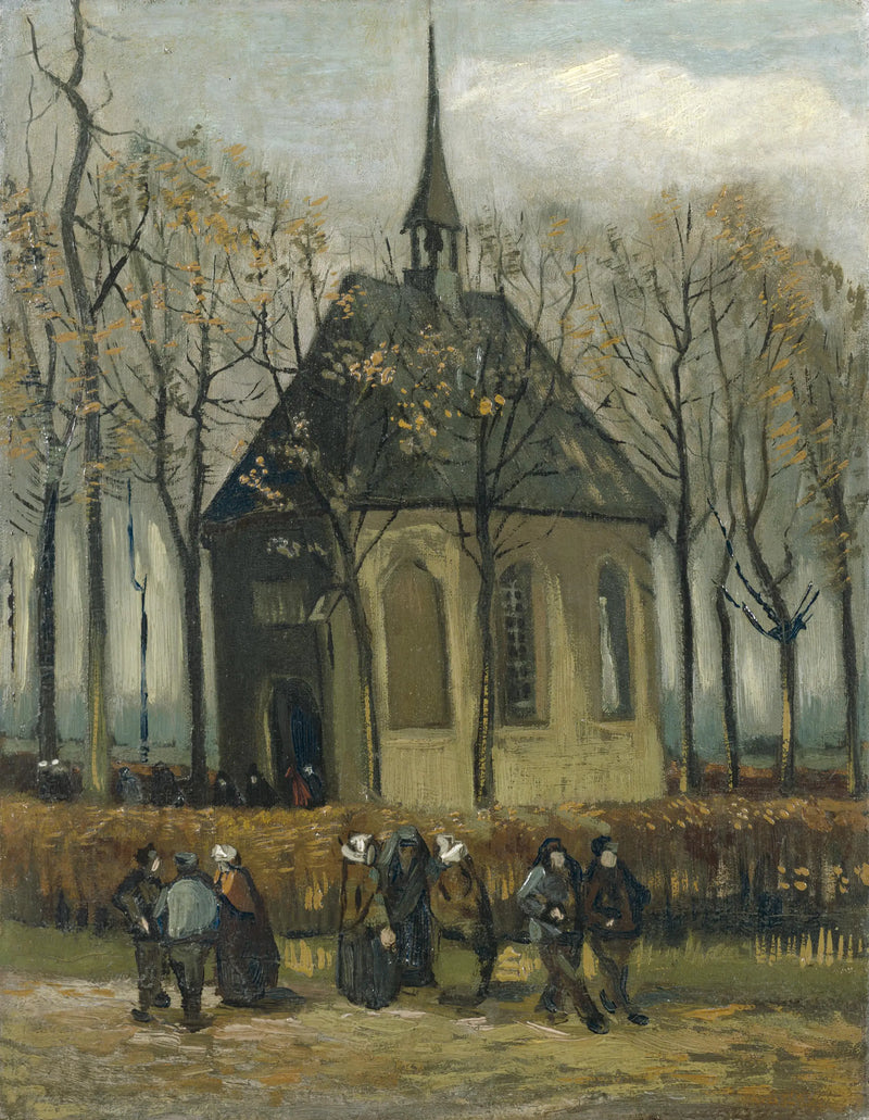 Congregação saindo da Igreja Reformada de Nuenen - Vincent van Gogh