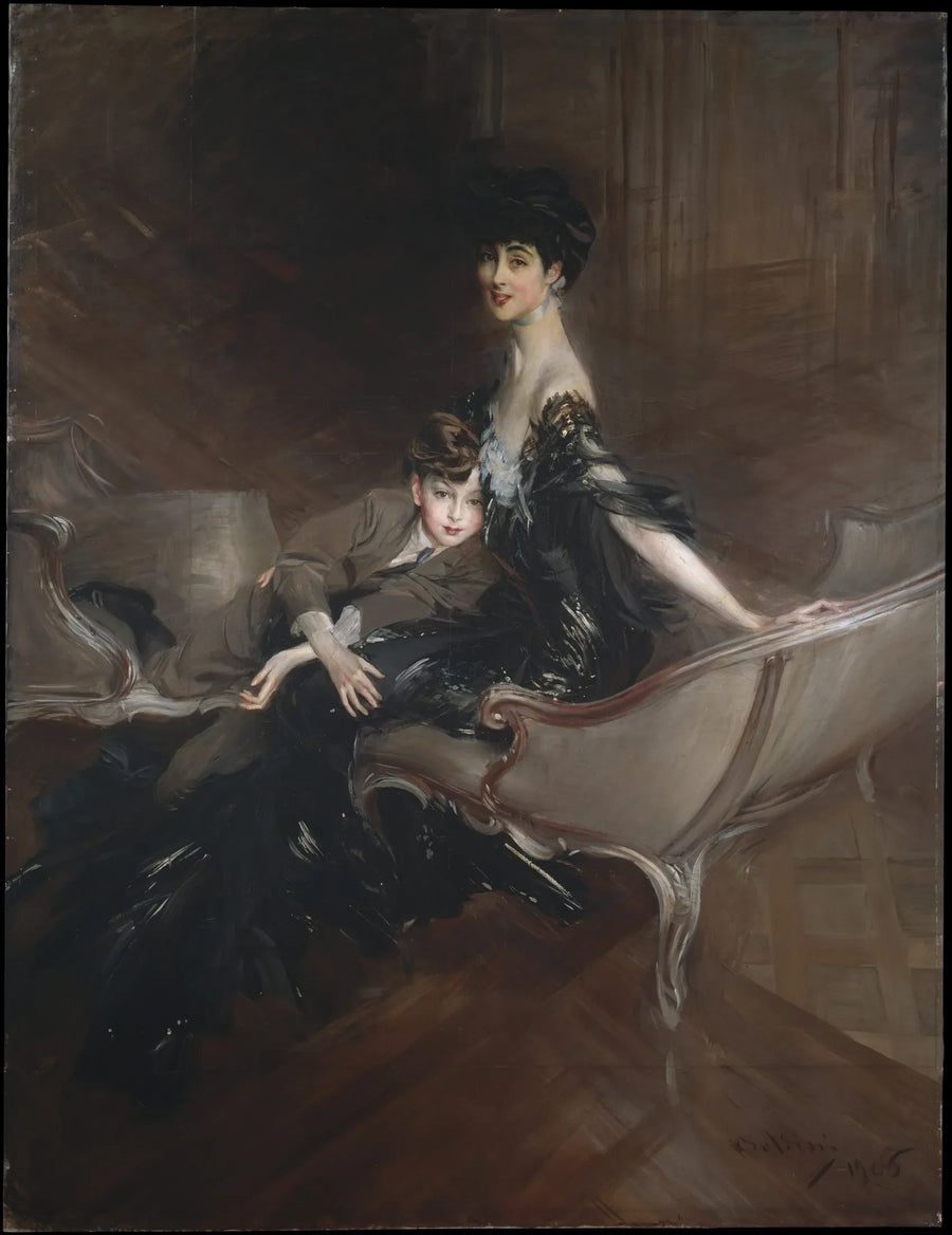 Consuelo Vanderbilt (1876–1964), duquesa de Marlborough, e seu filho, Lord Ivor Spencer-Churchill (1898–1956) - Giovanni Boldini