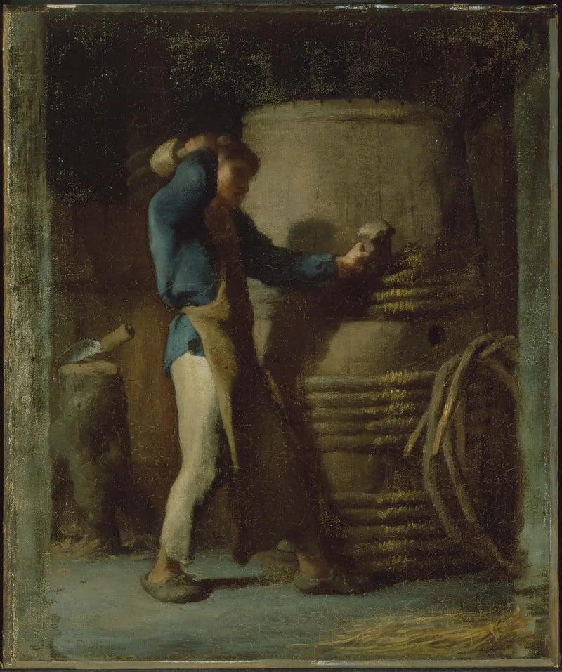 Cooper serrando as barris de um barril - Jean-François Millet