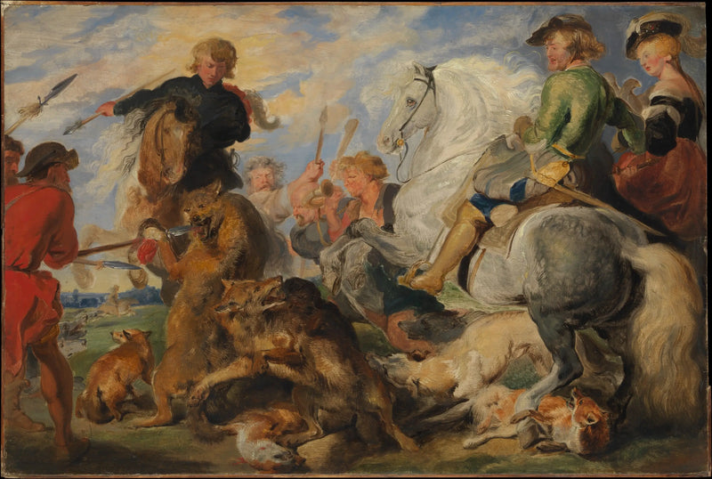 Reprodução de «A Caçada ao Lobo e à Raposa» de Rubens - Edwin Henry Landseer