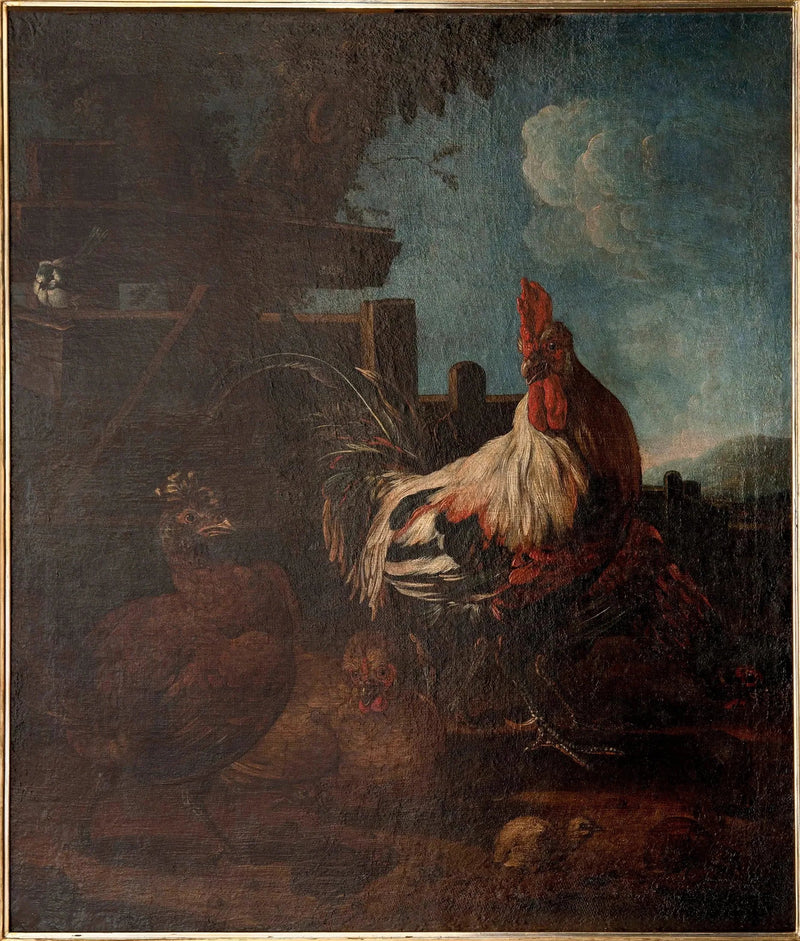 Galo com galinhas e pintinhos - Melchior de Hondecoeter