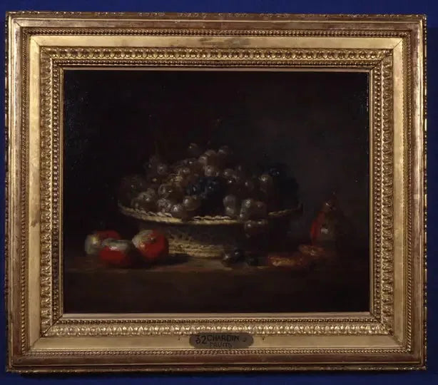 Cesto de uvas, maçãs e peras e tortas - Jean Simeón Chardin