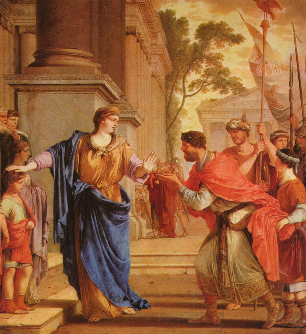 Cornelia refuse la couronne des Ptolémées - Laurent de La Hyre image 1 reproduction artisanale de tableau