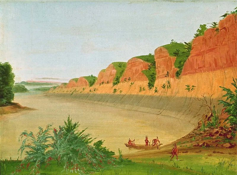 Lado sul da ilha Buffalo, mostrando enseadas de Buffalo em primeiro plano - George Catlin