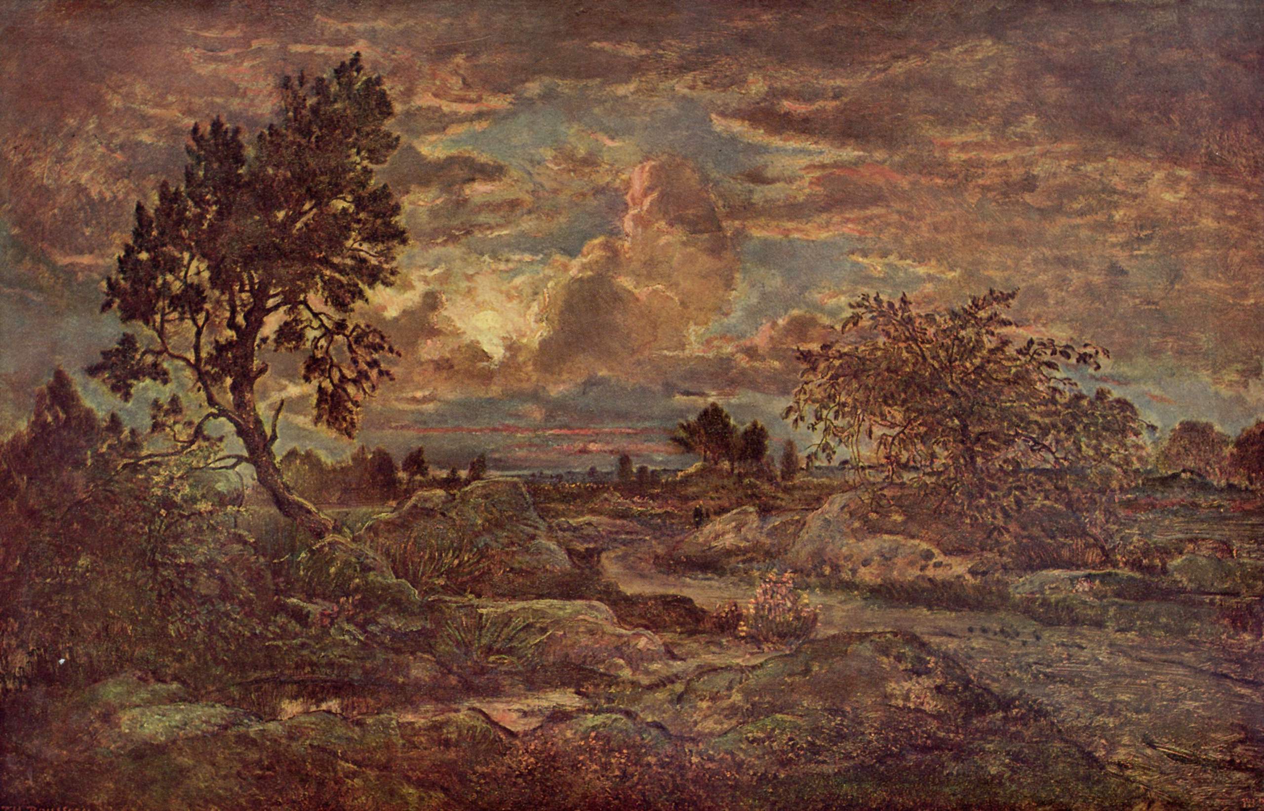 Couchant près d'Arbonne - Théodore Rousseau image 1 copie peinte à la main à l’huile