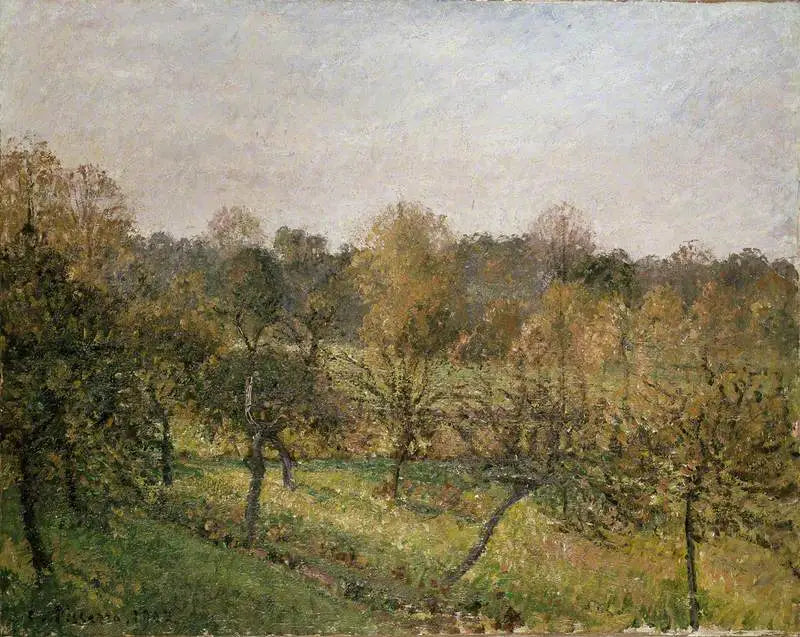 Pôr do sol em Éragny-sur-Epte, outono - Camille Pissarro