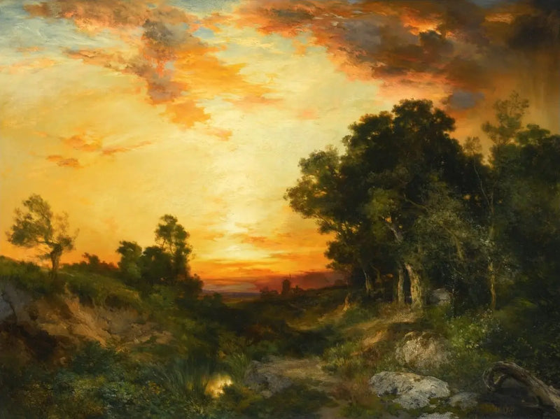Pôr do sol, Amagansett - Thomas Moran