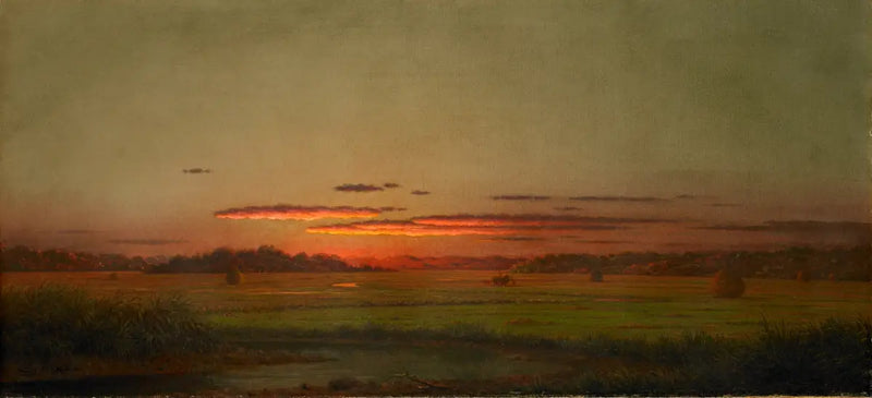 Pôr do sol, carro de feno ao longe - Martin Johnson Heade