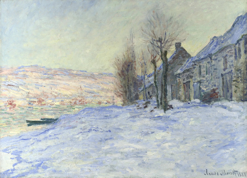 Pôr do sol na neve em Lavacourt - Claude Monet
