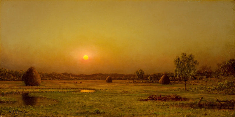 Pôr do sol sobre os pântanos, Newburyport, Massachusetts - Martin Johnson Heade
