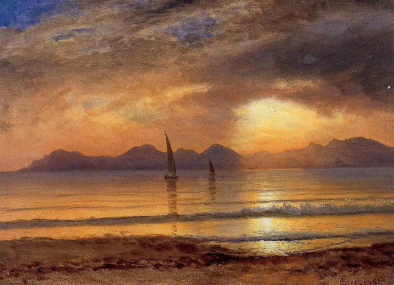 Pôr do sol sobre um lago de montanha - Albert Bierstadt