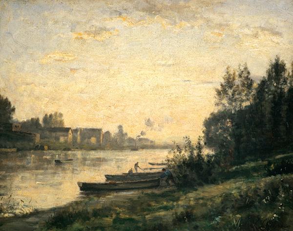 Pôr do sol sobre um rio - Stanislas Lépine