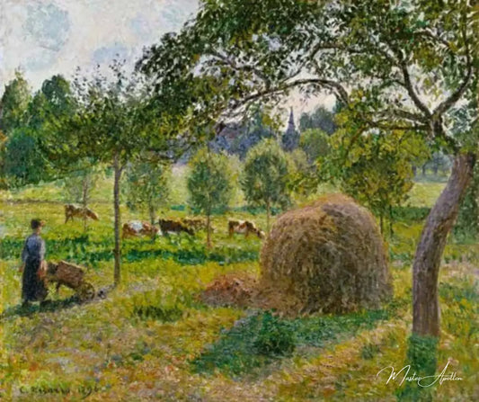 Coucher du soleil à Eragny - Camille Pissarro - Reproductions de tableaux et peintures haut de gamme