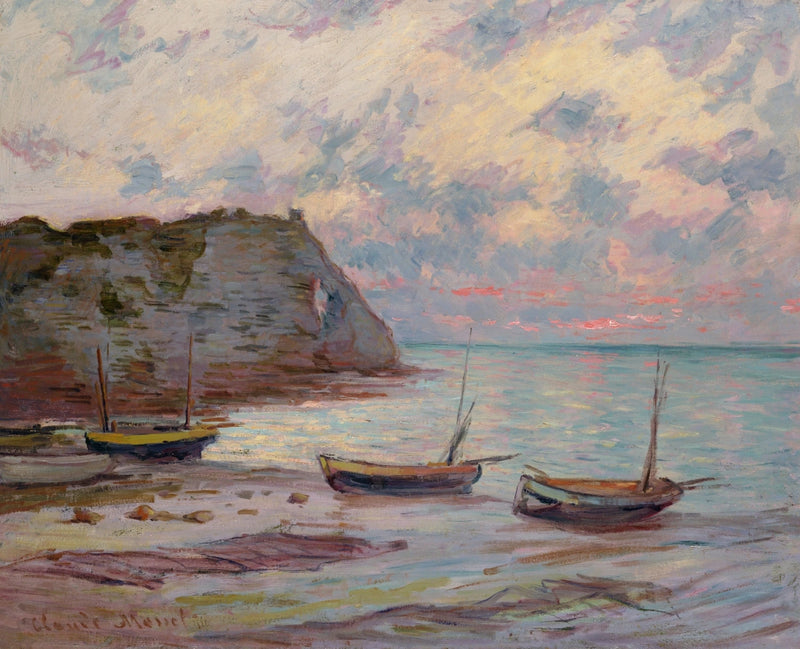 Pôr do sol em Étretat W1016 - Claude Monet