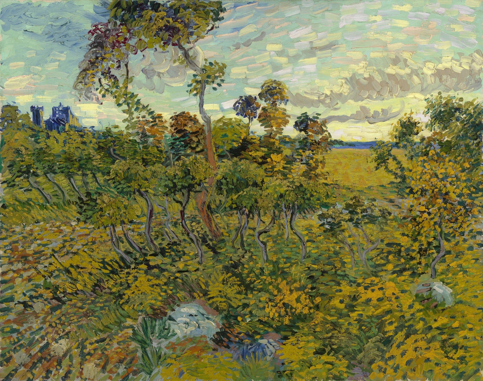 Coucher de soleil à Montmajour peint par Vincent van Gogh en 1888