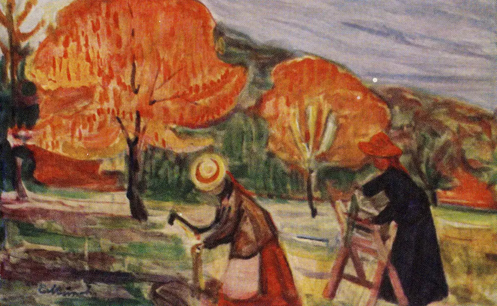 Reproduction du tableau « Coupe et Taille du bois - Edvard Munch » par Alpha Reproduction en peinture à l’huile