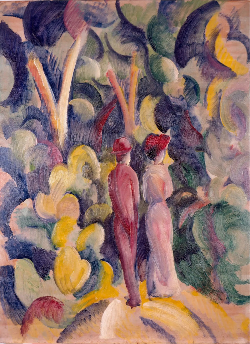 Casal na trilha da floresta - August Macke