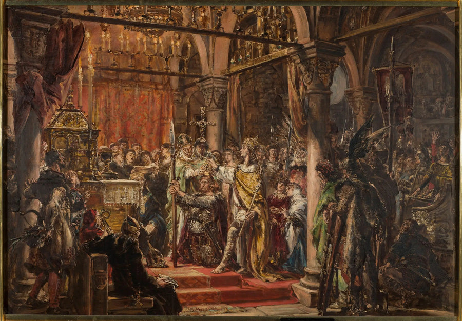 Coroação do primeiro rei, 1001 após J.-C., da série « História da civilização na Polônia » - Jan Matejko