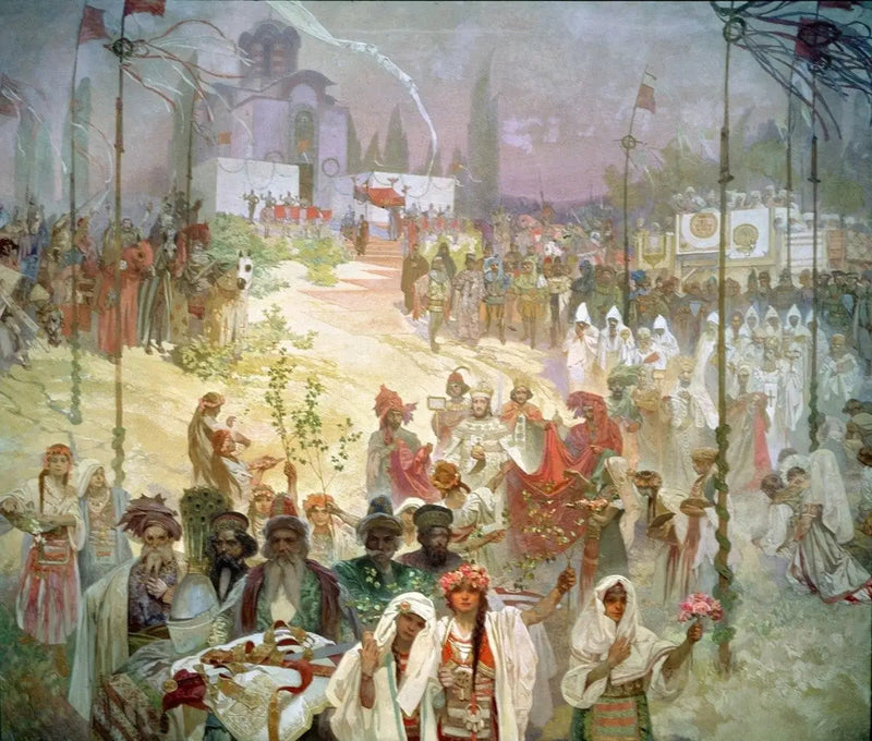 Coroação do czar sérvio Stefan Dušan como Imperador bizantino - Alphonse Mucha