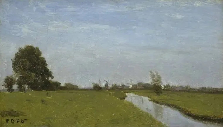 Curso de água na Holanda. Planície - Jean-Baptiste Camille Corot