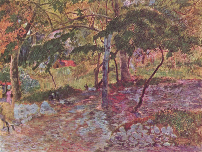 Curso d'água sob as árvores, Martinica - Paul Gauguin