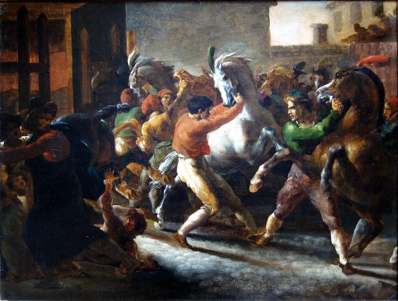 Corrida de cavalos livres em Roma - Théodore Géricault