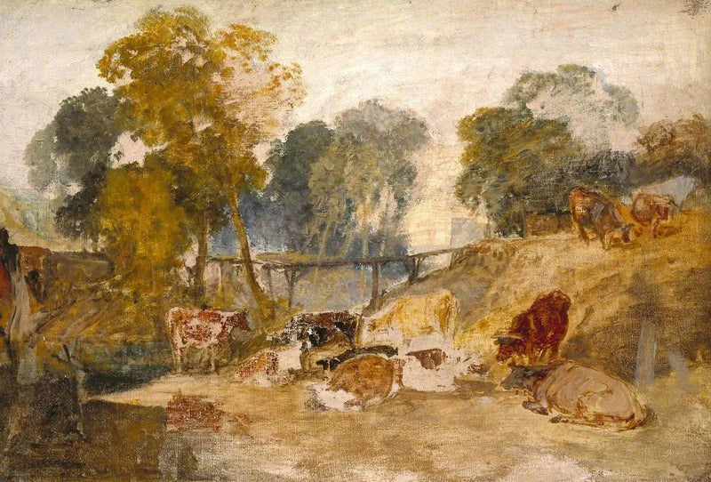 Vacas em uma Paisagem com uma Passarela - J. M. W. Turner