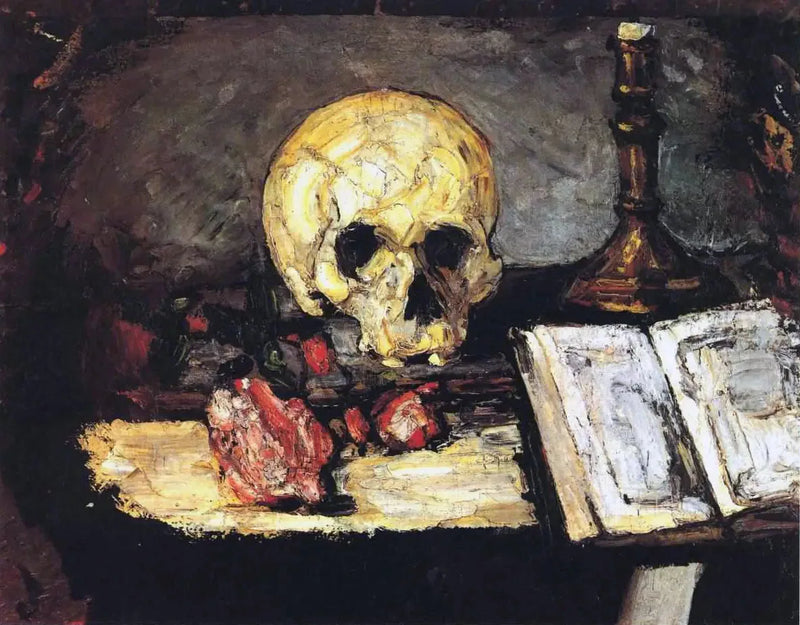 Caveira e candelabro - Paul Cézanne