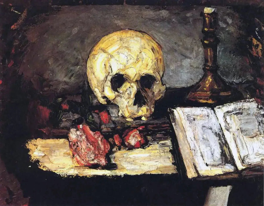 Caveira e candelabro - Paul Cézanne