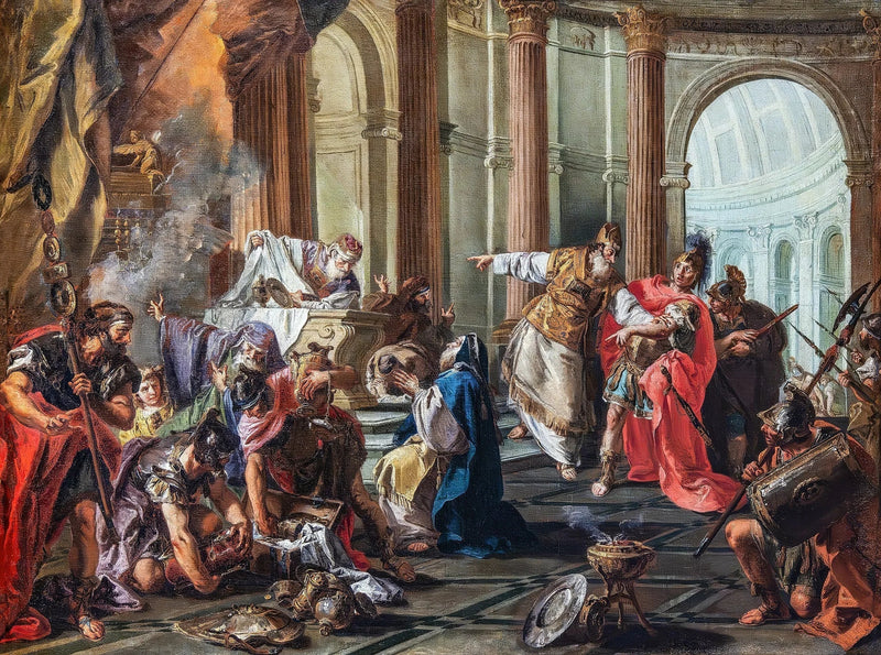 Crassus saqueia o templo de Jerusalém - Giovanni Battista Pittoni
