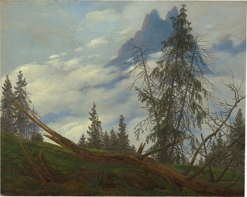 Crête de alta montanha com nuvens de condução - Caspar David Friedrich