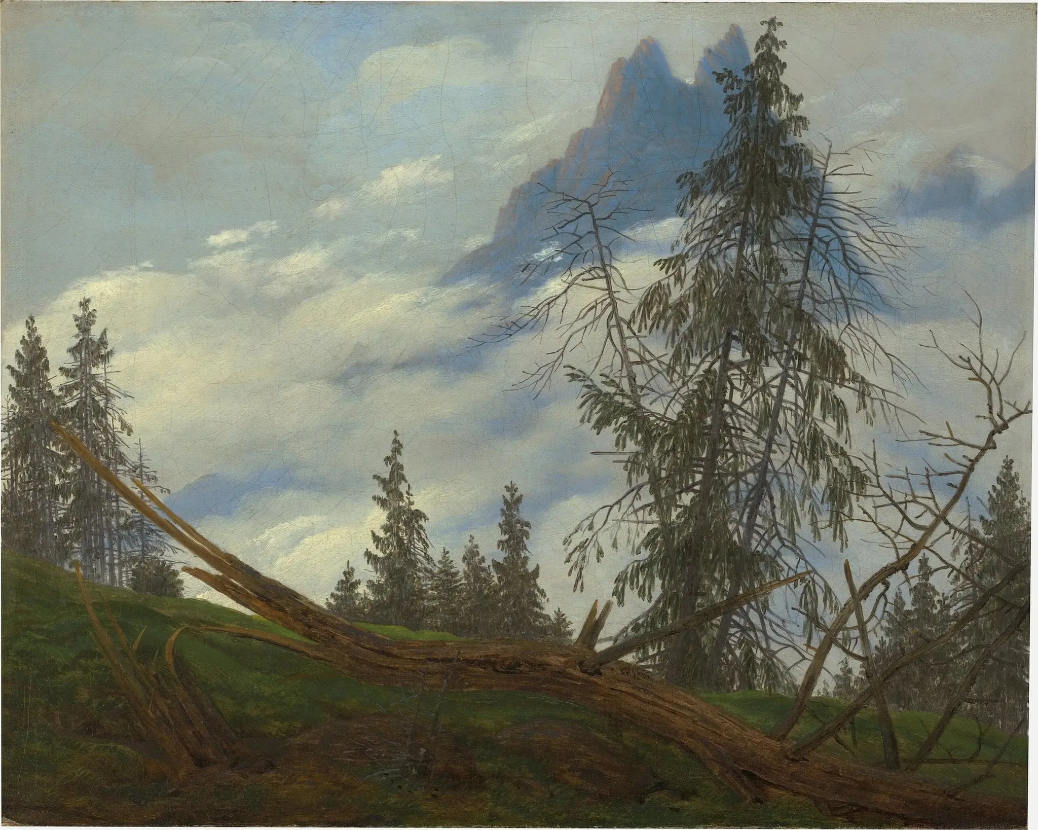 Crête de haute montagne avec les nuages de conduite - Caspar David Friedrich image 1 reproduction artisanale de tableau