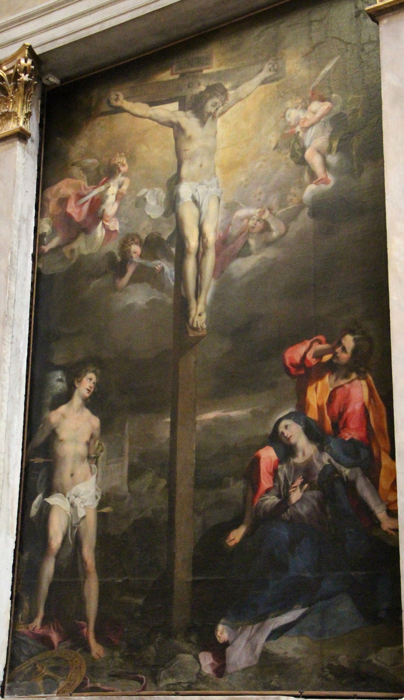 Cruz com a Madona, San Giovanni e San Sebastiano - Federico Barroci