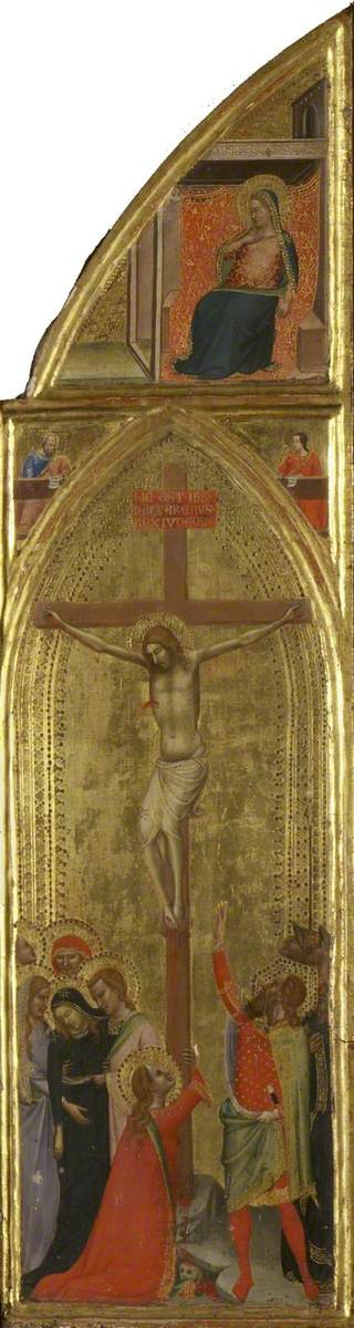 Crucificação com dois evangelistas e a Virgem da Anunciação (triptyque, painel direito) (retábulo) - Bernardo Daddi