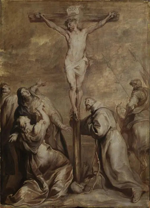 Crucifixion avec saint François - Antoine van Dyck image 1 copie peinte à la main à l’huile