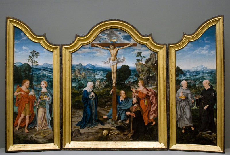 Crucificação com Santos e Doadores - Joos van Cleve