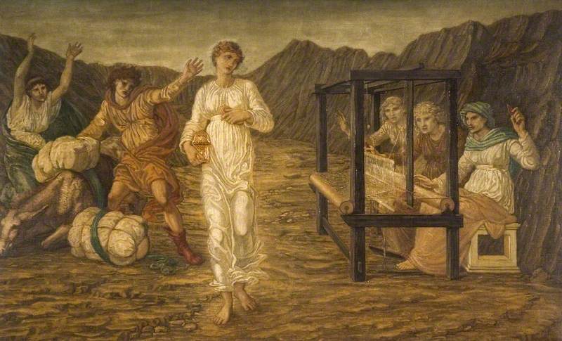Cupido e Psique - Pinturas murais verdes do palácio - Edward Burne-Jones