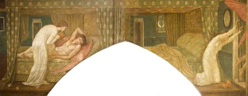 Cupido e Psique - Pinturas murais verdes do palácio - Edward Burne-Jones