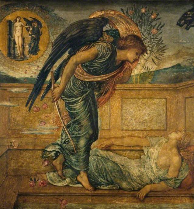 Cupido e Psique - Pinturas murais verdes do palácio - Edward Burne-Jones