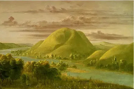 Penhascos curiosos cobertos de grama, rio Saint-Pierre - George Catlin