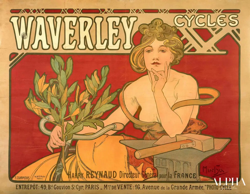 Cycles de Waverley - Mucha - Reproductions de tableaux et peintures haut de gamme