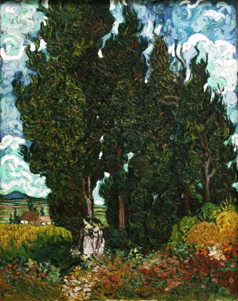Cipreste com duas figuras - Vincent van Gogh
