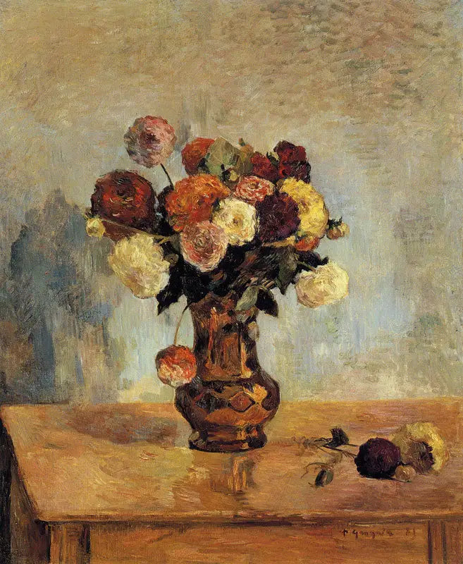 Dalias em um vaso de cobre - Paul Gauguin