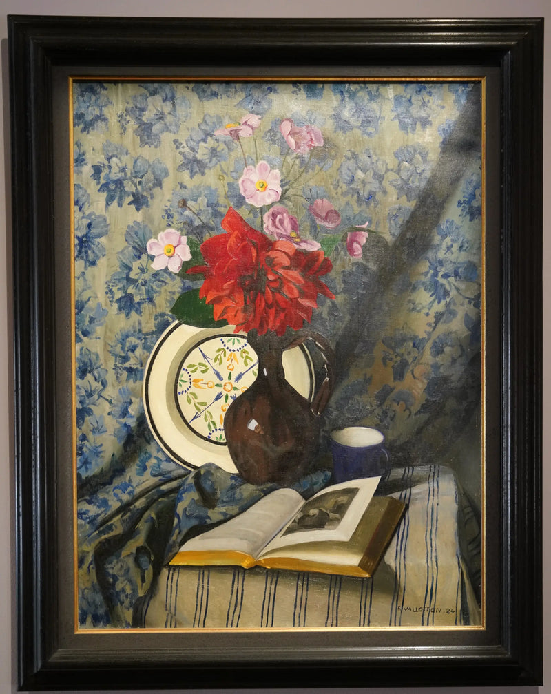 Dálias vermelhas e livro aberto - Félix Vallotton