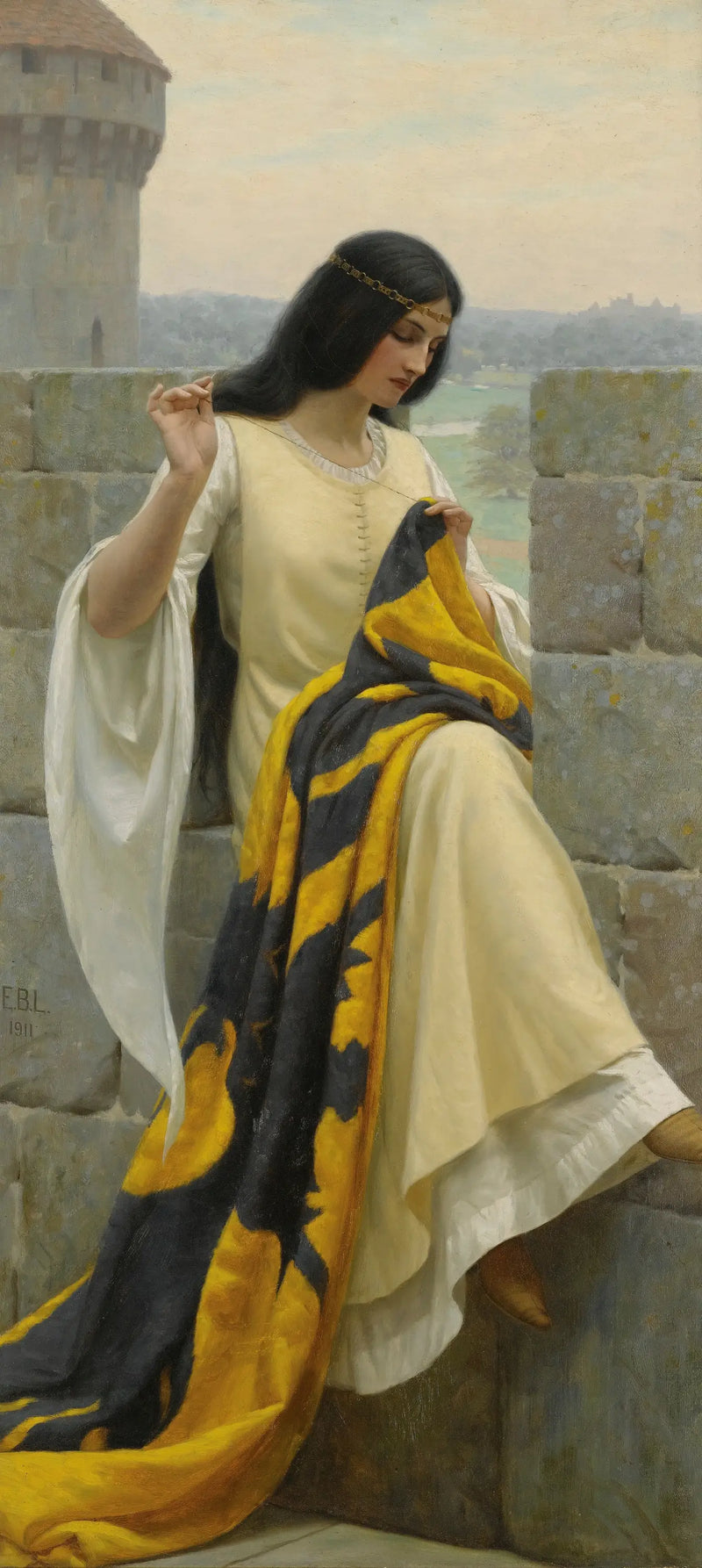 Dama bordando a bandeira - Edmund Blair Leighton
