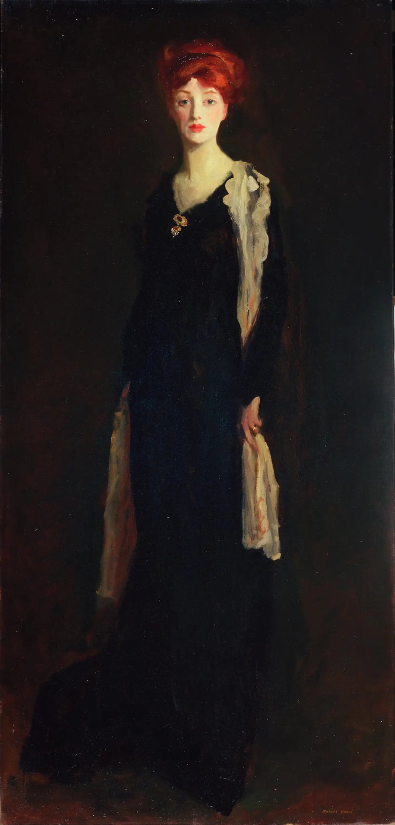 Dama de preto com um lenço espanhol (ou de preto com um lenço) - Robert Henri