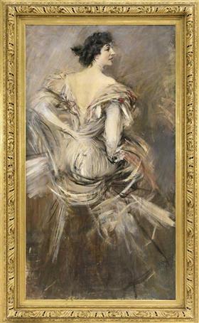 Dama de vestido de festa marrom - Giovanni Boldini